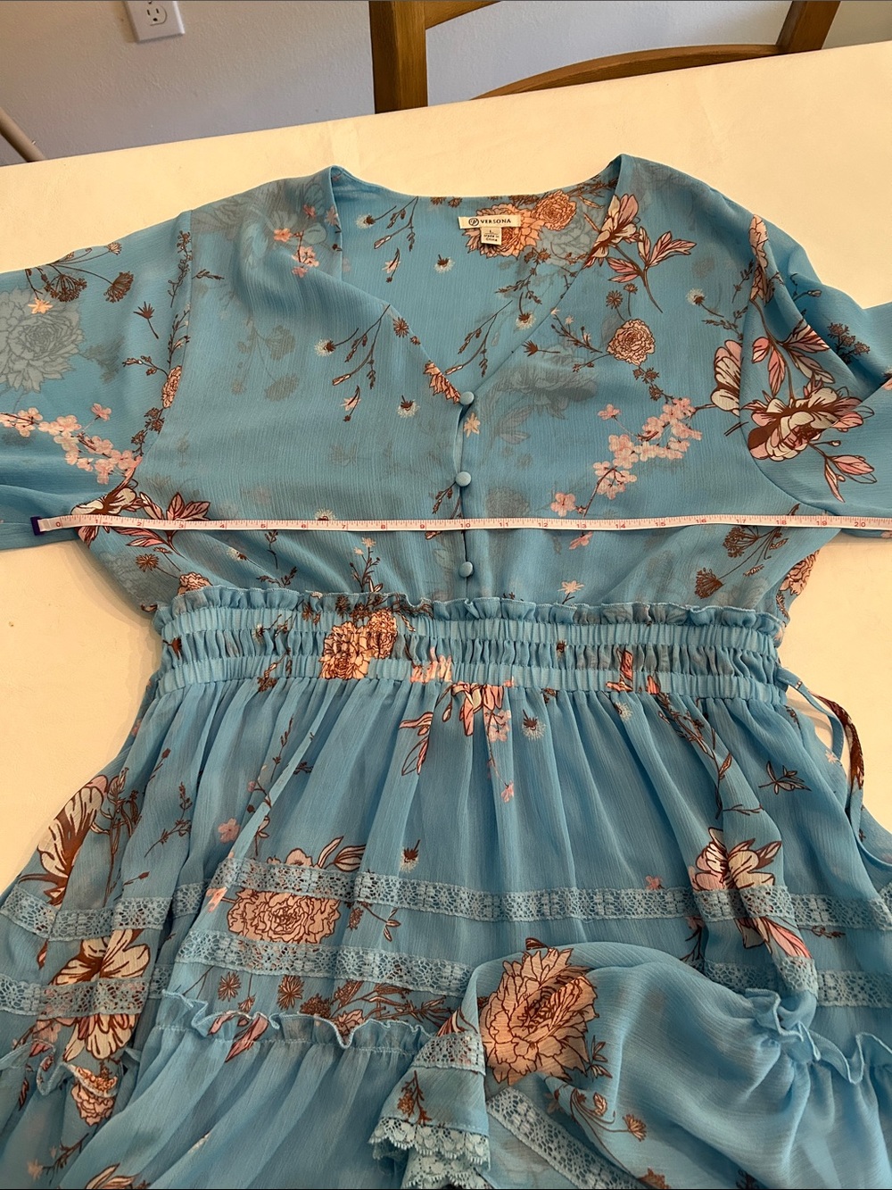 Versona Blue Floral Tiered Dress - Picture 4 of 6